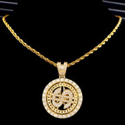 HIPHOP 360 DEGREE ROTATION US DOLLAR ICED OUT BLING PENDANT FOR MEN & WOMEN