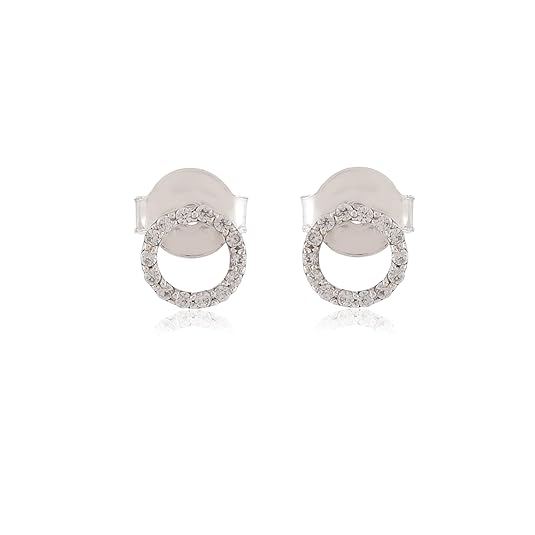 Pravi Jewels Real 925 Sterling Silver White Rhodium Plated Cz Ear Studs Earrings for girls, Small Round Earring for Women, Silver Studs Ideal Valentine Gift.