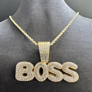 HIPHOP BOSS NAME ICED OUT BLING PENDANT FOR MEN & WOMEN