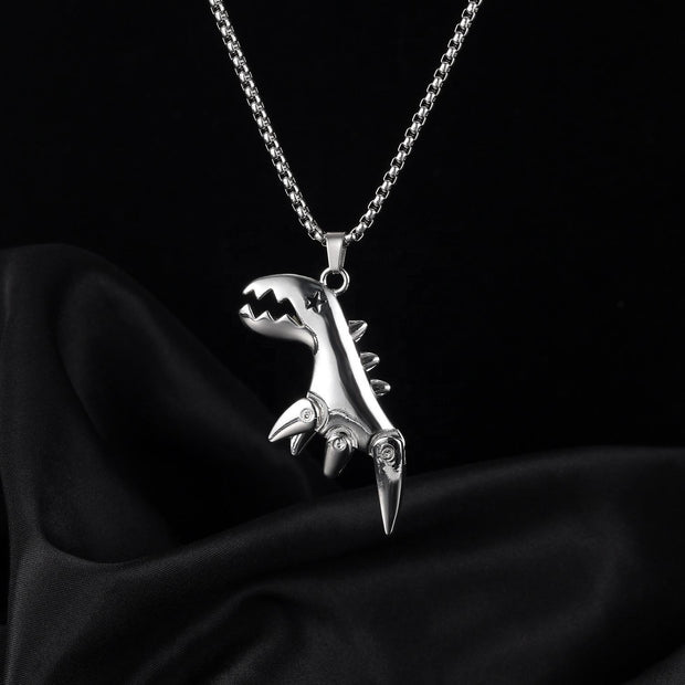 Fashion Punk Trending Hip Hop Cute Cartoon Dragon Handmade Crystal Cuban Iced Out Bling Sparkle American Diamond Pendant Cubic Zirconia Necklace with Chain Gift Jewelry for Men and Women