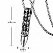 Fashion Punk Trending Hip Hop Devil Bullet Handmade Crystal Cuban Iced Out Bling Sparkle American Diamond Pendant Cubic Zirconia Necklace with Chain Gift Jewelry for Men and Women