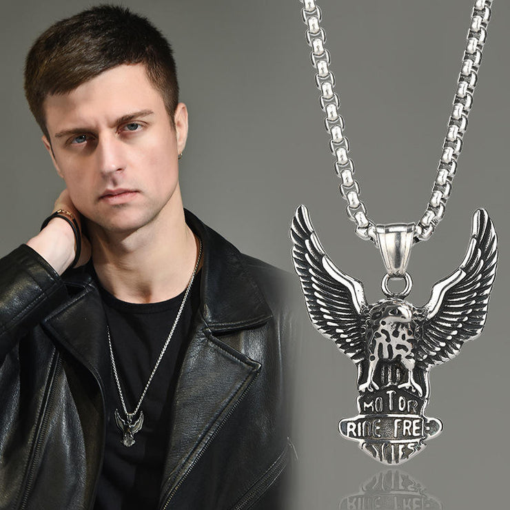 Fashion Punk Trending Hip Hop Flying Eagle Handmade Crystal Cuban Iced Out Bling Sparkle American Diamond Pendant Cubic Zirconia Necklace with Chain Gift Jewelry for Men and Women