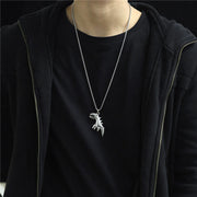 Fashion Punk Trending Hip Hop Cute Cartoon Dragon Handmade Crystal Cuban Iced Out Bling Sparkle American Diamond Pendant Cubic Zirconia Necklace with Chain Gift Jewelry for Men and Women