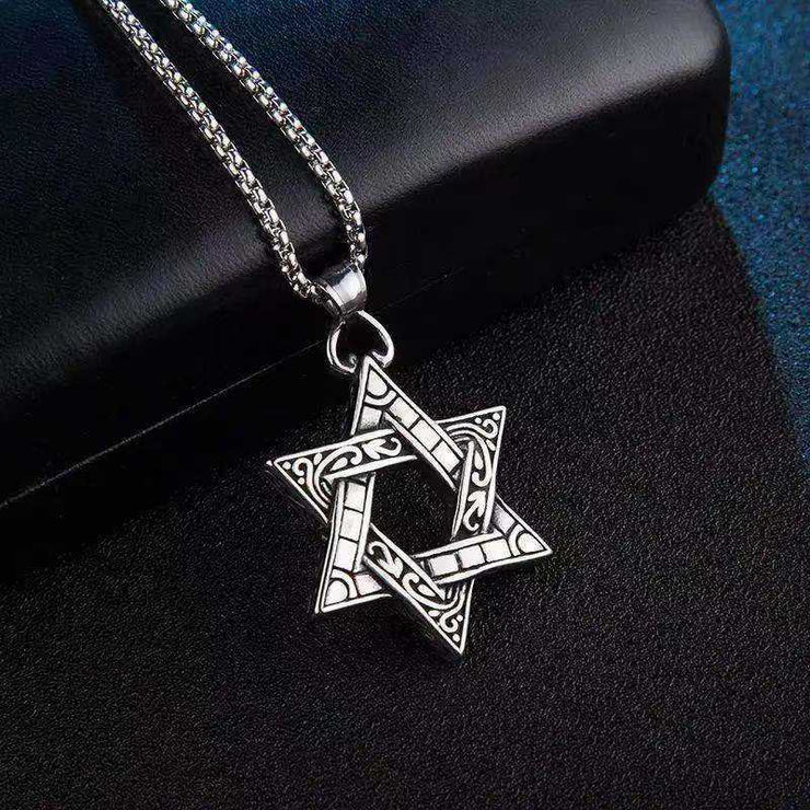 Fashion Punk Trending Hip Hop Hexagram Star Handmade Crystal Cuban Iced Out Bling Sparkle American Diamond Pendant Cubic Zirconia Necklace with Chain Gift Jewelry for Men and Women