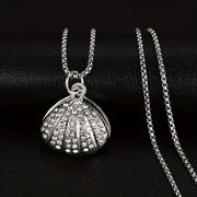 RHINESTONE SILVER SHELL PEARL ICED OUT PENDANT FOR MEN