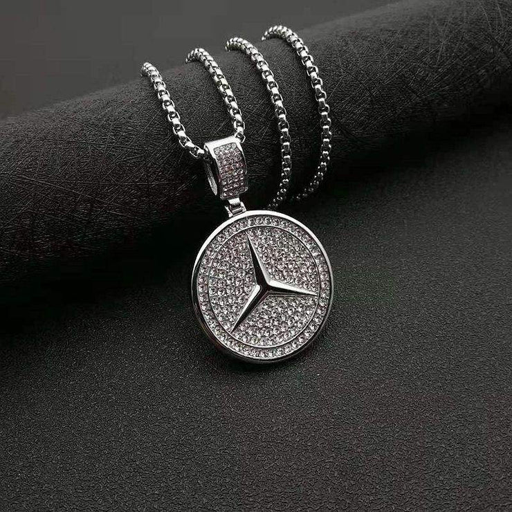 HipHop Mercedes Sign Iced Out Bling Pendant for Men & Women