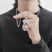 Fashion Punk Trending Hip Hop Cute Tiger Handmade Crystal Cuban Iced Out Bling Sparkle American Diamond Pendant Cubic Zirconia Necklace with Chain Gift Jewelry for Men and Women