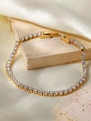 22k Gold Plated Adjustable Tennis Bracelet with stones