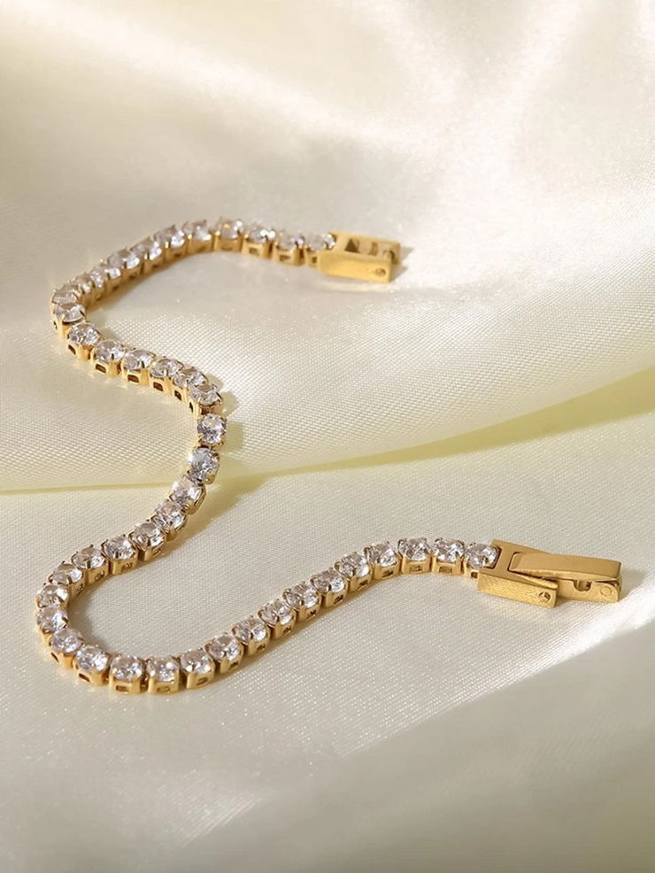 22k Gold Plated Adjustable Tennis Bracelet with stones