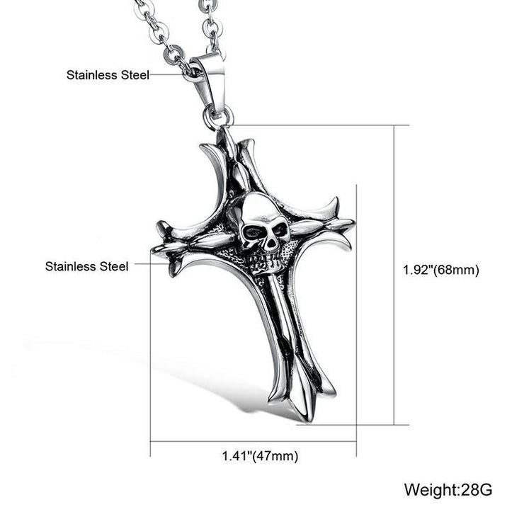 Fashion Punk Trending Hip Hop Devil Cross Handmade Crystal Cuban Iced Out Bling Sparkle American Diamond Pendant Cubic Zirconia Necklace with Chain Gift Jewelry for Men and Women