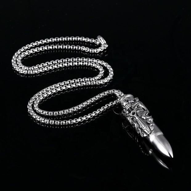 HipHop Devil Bullet Pendant Necklace with Chain for Men & Women