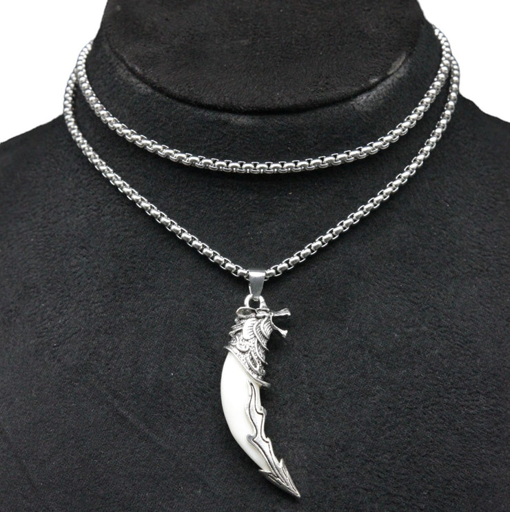 HIPHOP WOLF TOOTH AND HEAD PENDANT NECKLACE FOR MEN & WOMEN