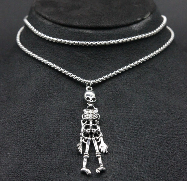 HIPHOP Real Metal Gothic Dungeon Skeleton PENDANT NECKLACE FOR MEN & WOMEN