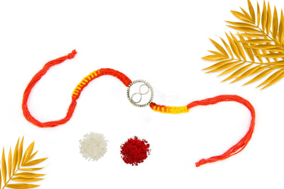 INFINITY SILVER  RAKHI FOR BROTHERS with roli chawal