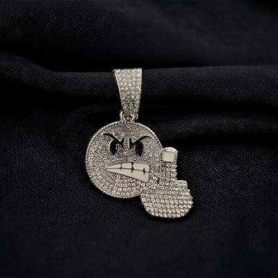 ANGRY EMOJI ICED OUT BLING PENDANT FOR MEN