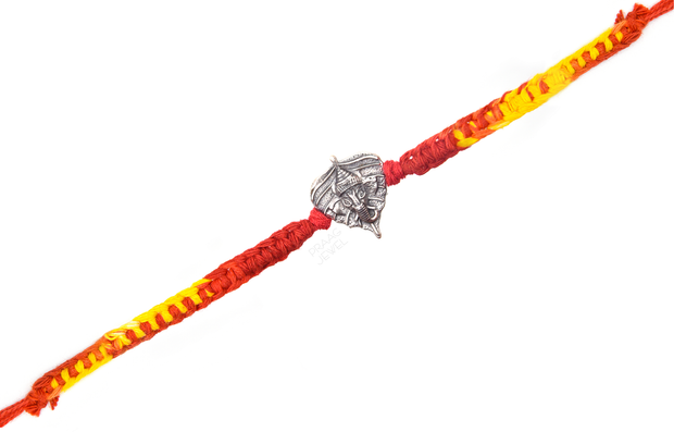 LEAF GANESHA SILVER rakhi FOR BROTHERS with roli chawal