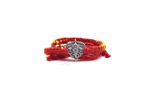 LEAF GANESHA SILVER rakhi FOR BROTHERS with roli chawal