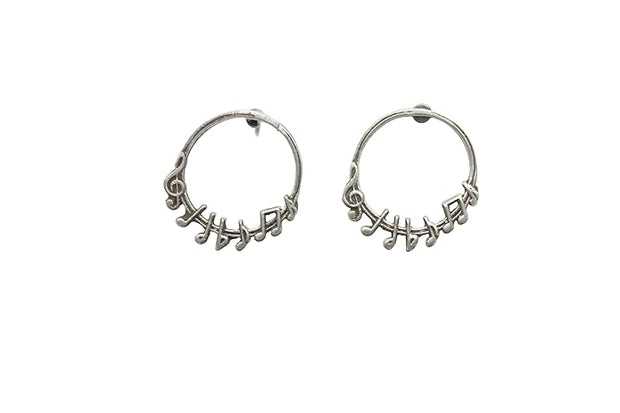 Pravi Jewels 925 Sterling Silver Earrings For Girls | Oxidised Polish Musical Note Earrings | Handmade, Secured With Push Lock Stud Silver Earrings For Girls and Women