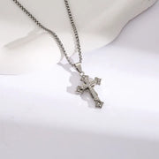 HIPHOP DOUBLE LAYER CROSS ICED OUT BLING PENDANT NECKLACE FOR MEN & WOMEN