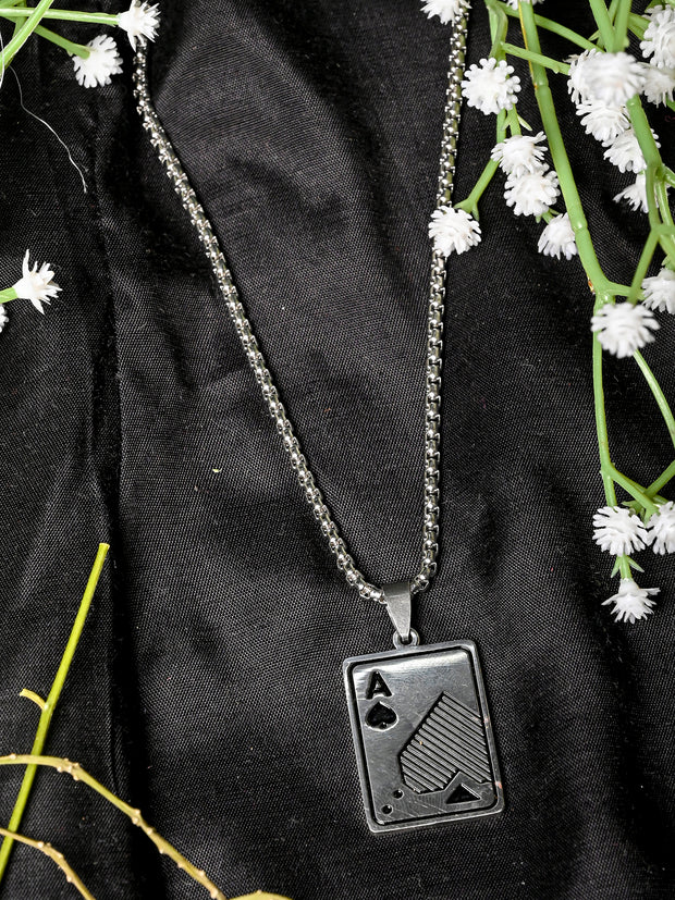 HipHop Ace Poker Face Cards Pendant Necklace with Chain for Men & Women