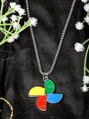 HipHop Swivel Colorful Pinwheel Pendant Necklace with Chain for Men & Women