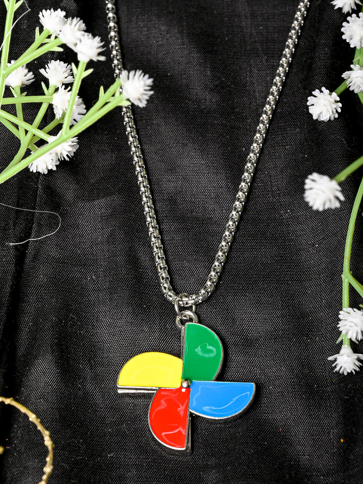 HipHop Swivel Colorful Pinwheel Pendant Necklace with Chain for Men & Women
