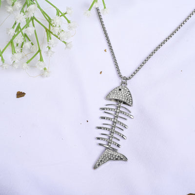 3D FISH BONE ICED OUT PENDANT FOR MEN