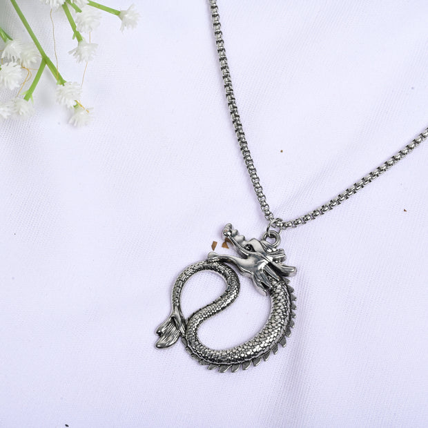 HIPHOP CHINESE DRAGON PENDANT NECKLACE WITH CHAIN FOR ME & WOMEN