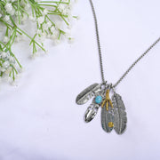 HIPHOP VINTAGE LEAF AND FEATHER PENDANT NECKLACE WITH CHAIN FOR MEN & WOMEN