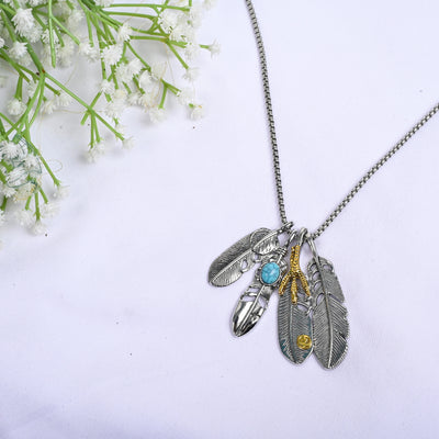 VINTAGE LEAF AND FEATHER PENDANT FOR MEN