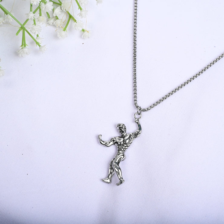 HIPHOP CLASSIC ARNOLD POSE PENDANT NECKLACE WITH CHAIN FOR MEN & WOMEN
