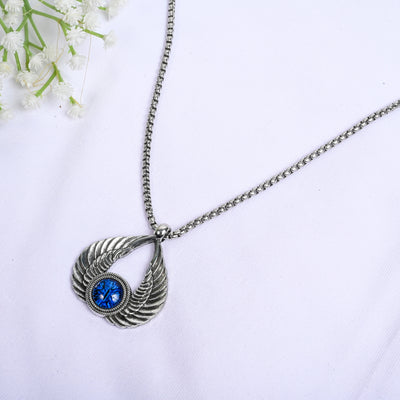 Blue Evil Eye Angel Wing Pendant for Men