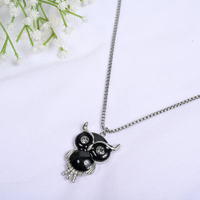 CLASSY BLACK OWL PENDANT FOR MEN