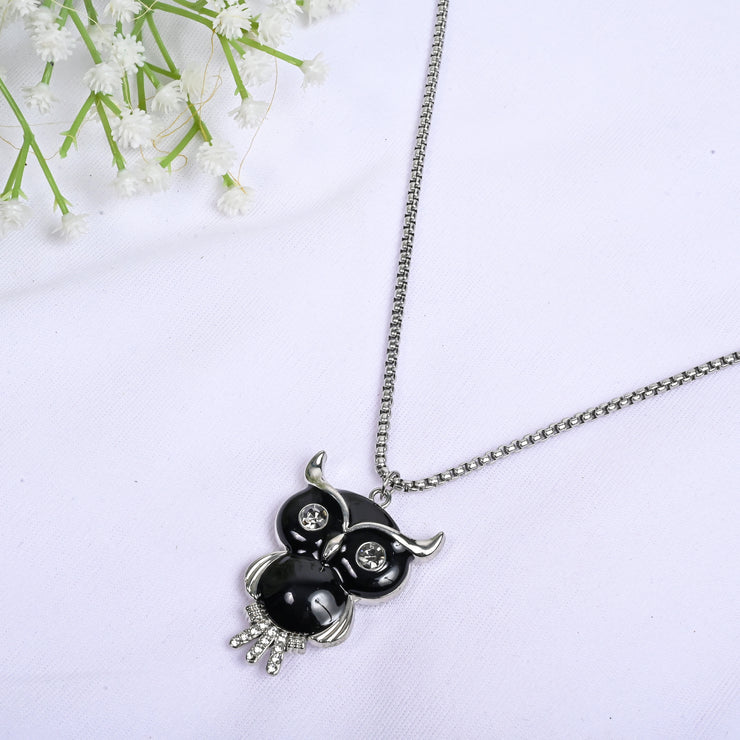 HIPHOP FULL CLASSY BLACK OWL PENDANT NECKLACE WITH CHAIN FOR MEN & WOMEN