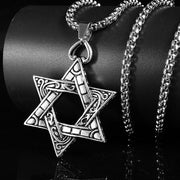 Fashion Punk Trending Hip Hop Hexagram Star Handmade Crystal Cuban Iced Out Bling Sparkle American Diamond Pendant Cubic Zirconia Necklace with Chain Gift Jewelry for Men and Women