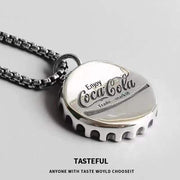 Fashion Punk Trending Hip Hop Coca Cola Bottle Top Handmade Crystal Cuban Iced Out Bling Sparkle American Diamond Pendant Cubic Zirconia Necklace with Chain Gift Jewelry for Men and Women