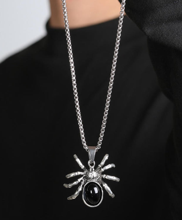 Fashion Punk Trending Hip Hop Giant Tarantula Spider Handmade Crystal Cuban Iced Out Bling Sparkle American Diamond Pendant Cubic Zirconia Necklace with Chain Gift Jewelry for Men and Women