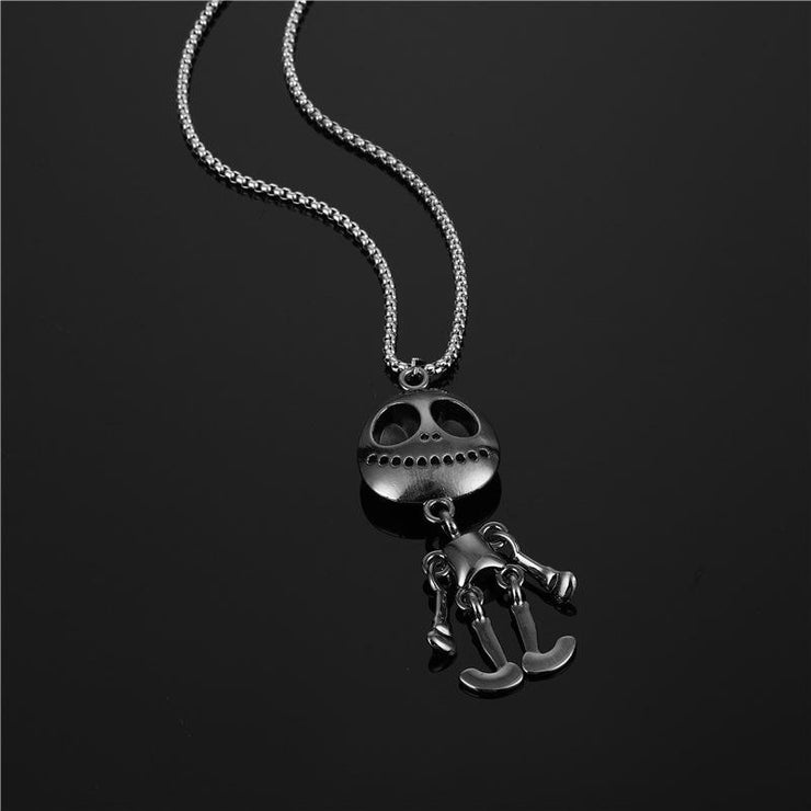 Fashion Punk Trending Hip Hop Funny Skeleton Handmade Crystal Cuban Iced Out Bling Sparkle American Diamond Pendant Cubic Zirconia Necklace with Chain Gift Jewelry for Men and Women