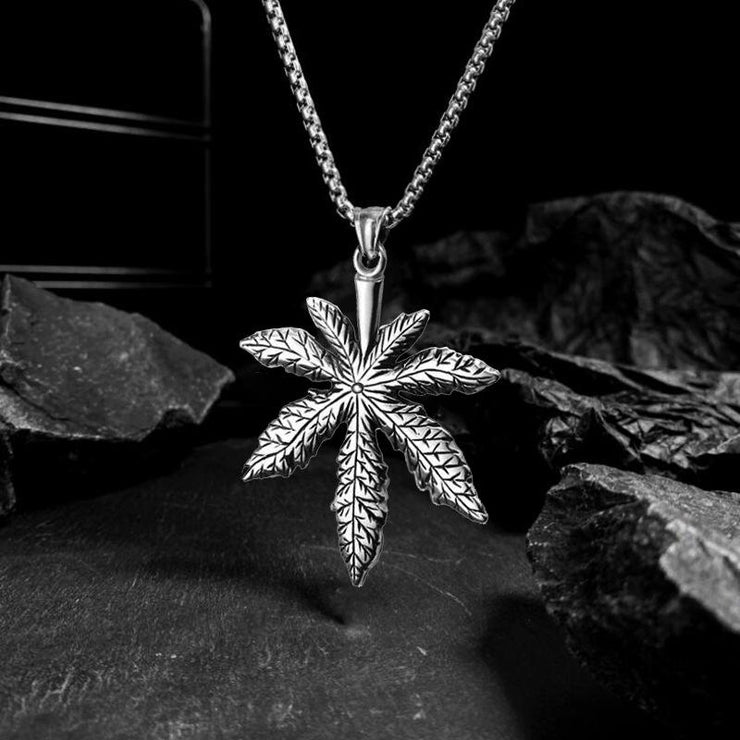 Fashion Punk Trending Hip Hop Hemp Leaf Handmade Crystal Cuban Iced Out Bling Sparkle American Diamond Pendant Cubic Zirconia Necklace with Chain Gift Jewelry for Men and Women