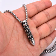 Fashion Punk Trending Hip Hop Devil Bullet Handmade Crystal Cuban Iced Out Bling Sparkle American Diamond Pendant Cubic Zirconia Necklace with Chain Gift Jewelry for Men and Women