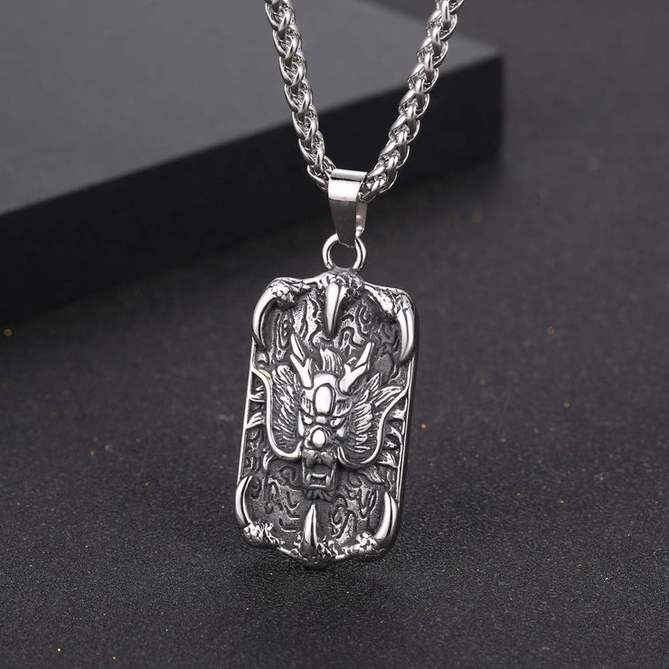Fashion Punk Trending Hip Hop Chinese Dragon Handmade Crystal Cuban Iced Out Bling Sparkle American Diamond Pendant Cubic Zirconia Necklace with Chain Gift Jewelry for Men and Women