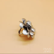 Sandhija Floral 925 Silver Ring With Oxidized Polish