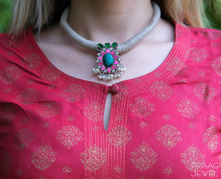 925 Silver Kundan Necklace