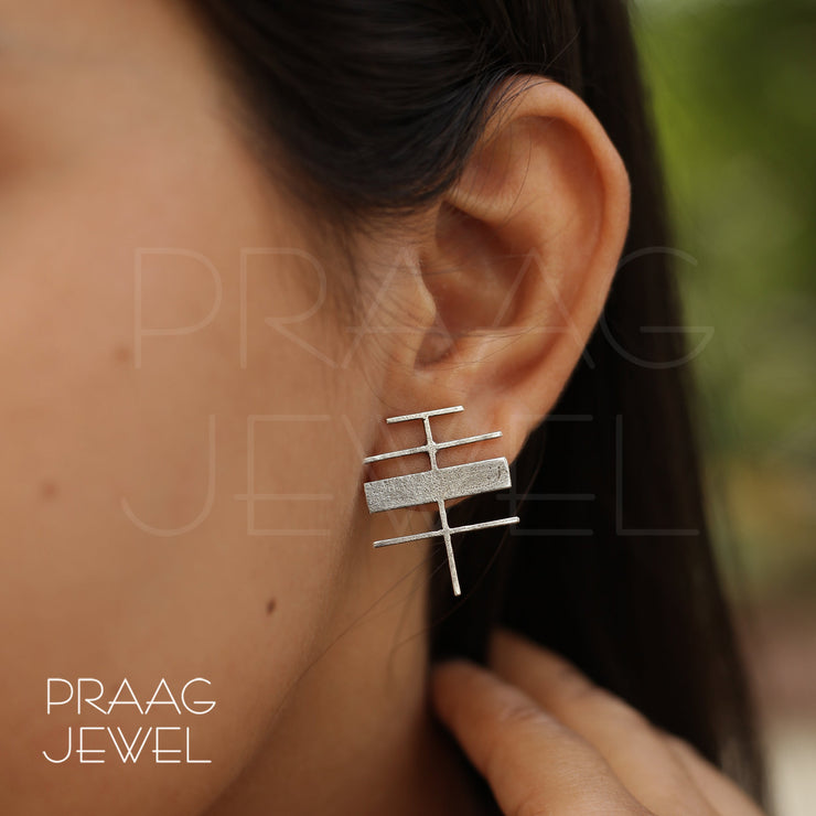 Pure Silver Earrings | 925 Silver Earrings | Silver Earrings | Oxidised Silver Earrings | Oxidised Jewellery | Silver Studs | Stud Earrings