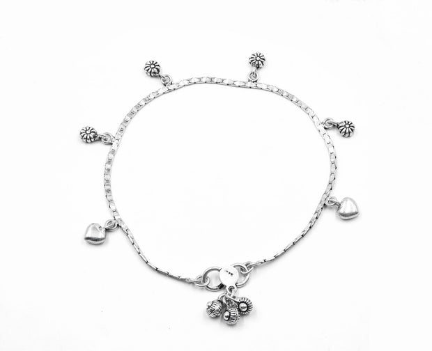 Seera 925 Silver Anklet With Oxidized Polish 0026