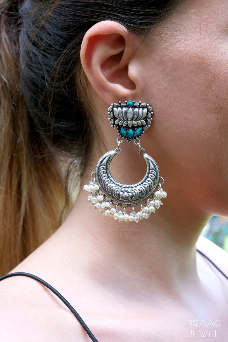 Pure Silver Earrings | 925 Silver Earrings | Silver Earrings | Oxidised Silver Earrings | Oxidised Jewelle