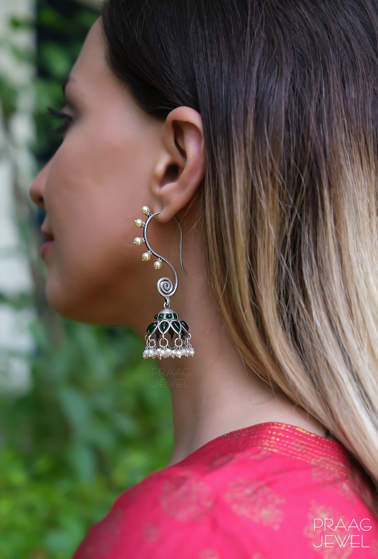 Kundan Earrings | Silver Kundan Earrings | Jadau Earrings | Kundan Jewellery | Silver Kundan Jewellery | Pure Silver Earrings | 925 Silver Earrings | Silver Earrings | Oxidised Silver Earrings | Oxidised Jewellery