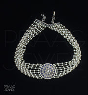 Soumya 925 Silver Kundan Choker Necklace With Oxidised Polish